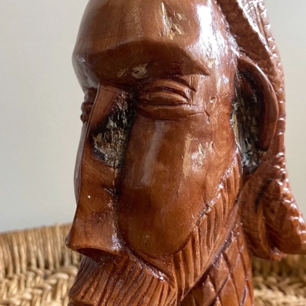 Carved Wooden Male Sculpture Handmade Tribal Folk Art Solid Wood Decor African